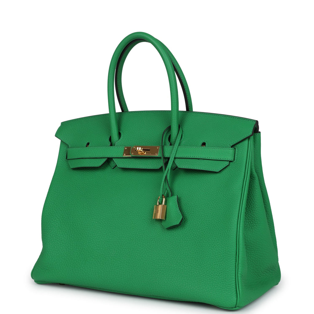 Pre-owned Hermes Birkin 35 Bambou Togo Gold Hardware