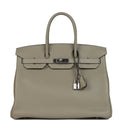 Pre-owned Hermes Birkin 35 Sauge Togo Palladium Hardware