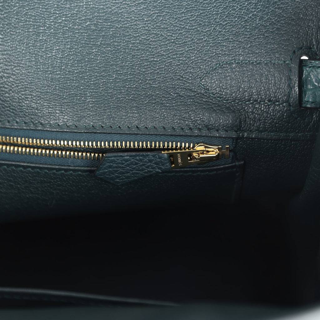 Hermes Birkin 30 Vert Cypress Togo and Matte Alligator Touch Gold Hardware