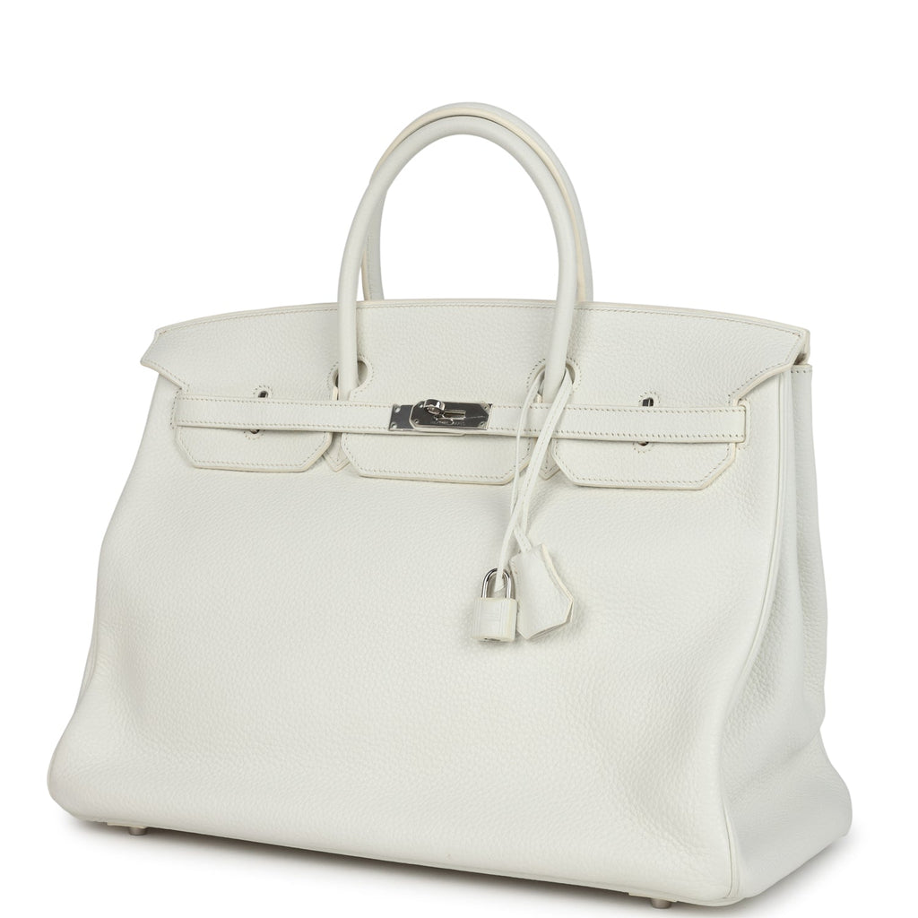 New Hermes Birkin 40 White Clemence Palladium Hardware