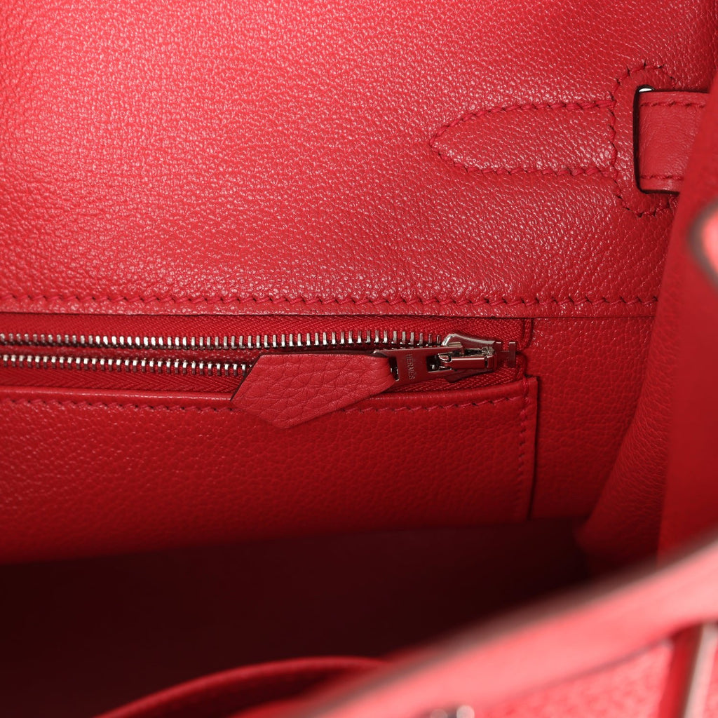 Pre-owned Hermes Birkin 30 Bougainvillea Clemence Palladium Hardware