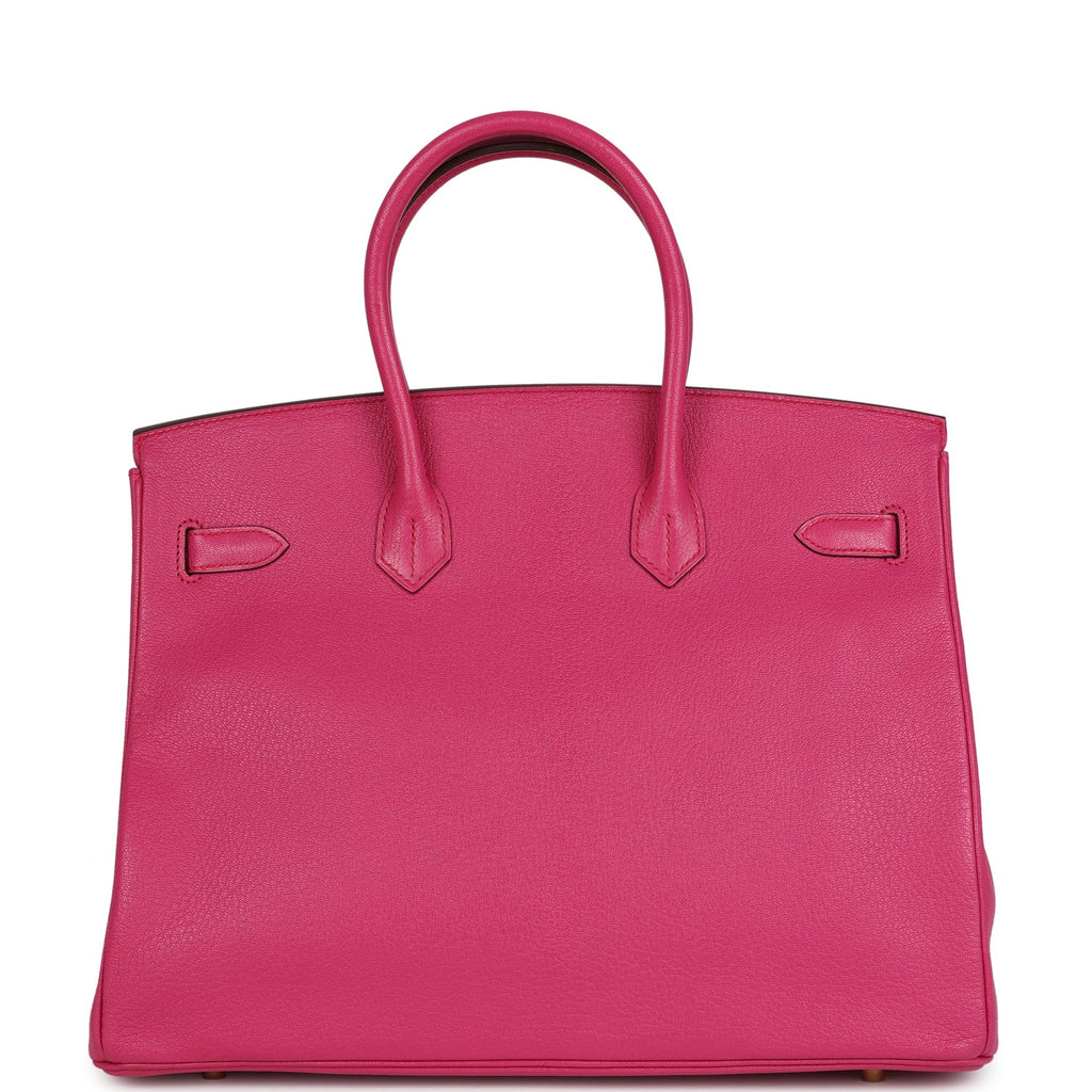 Pre-owned Hermes Birkin 35 Rose Shocking Chevre Mysore Gold Hardware