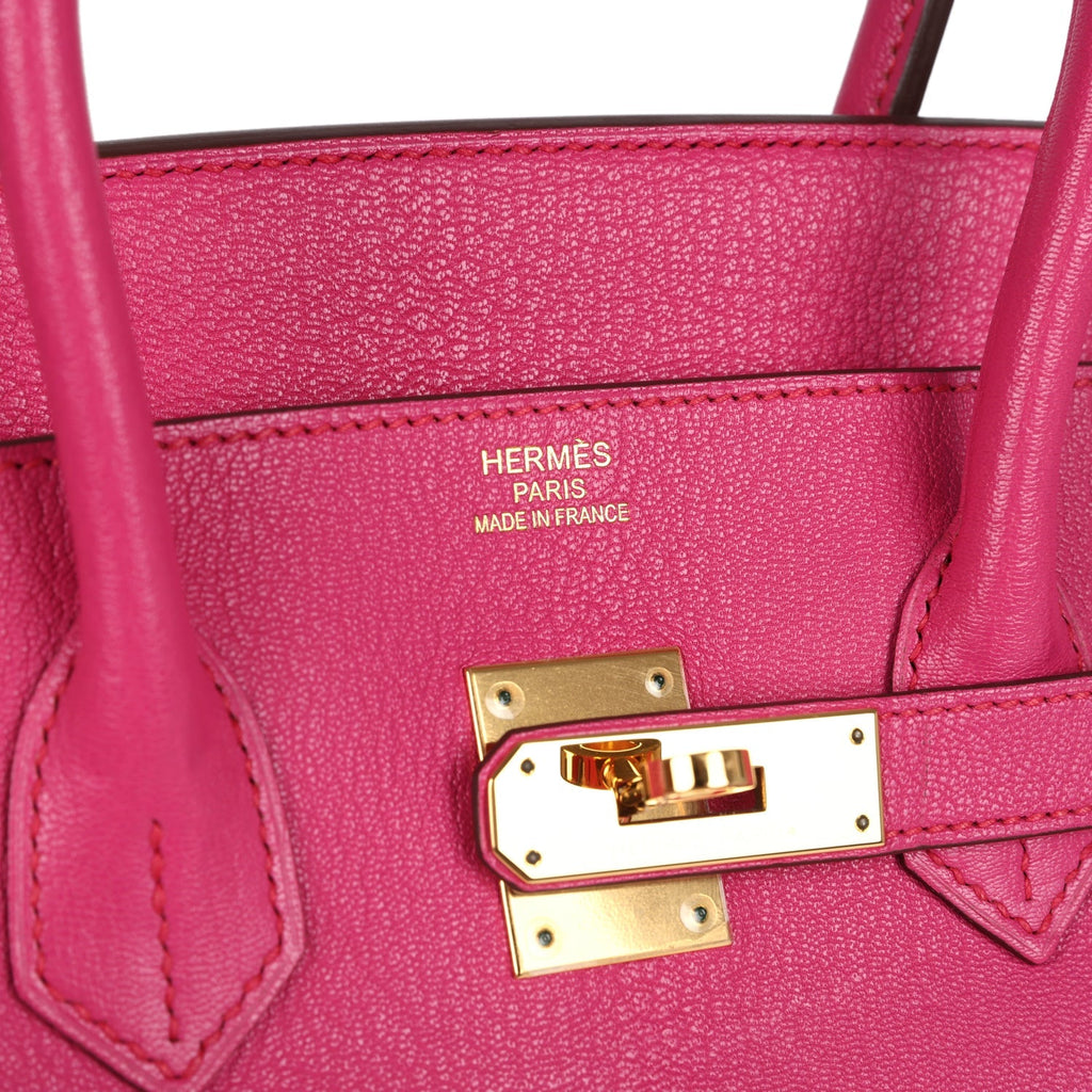 Pre-owned Hermes Birkin 35 Rose Shocking Chevre Mysore Gold Hardware