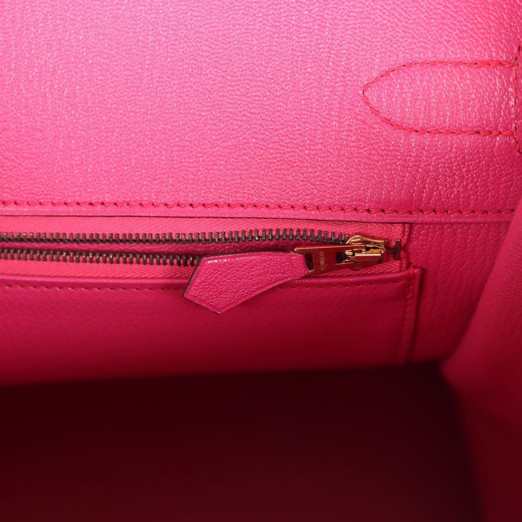 Pre-owned Hermes Birkin 35 Rose Shocking Chevre Mysore Gold Hardware