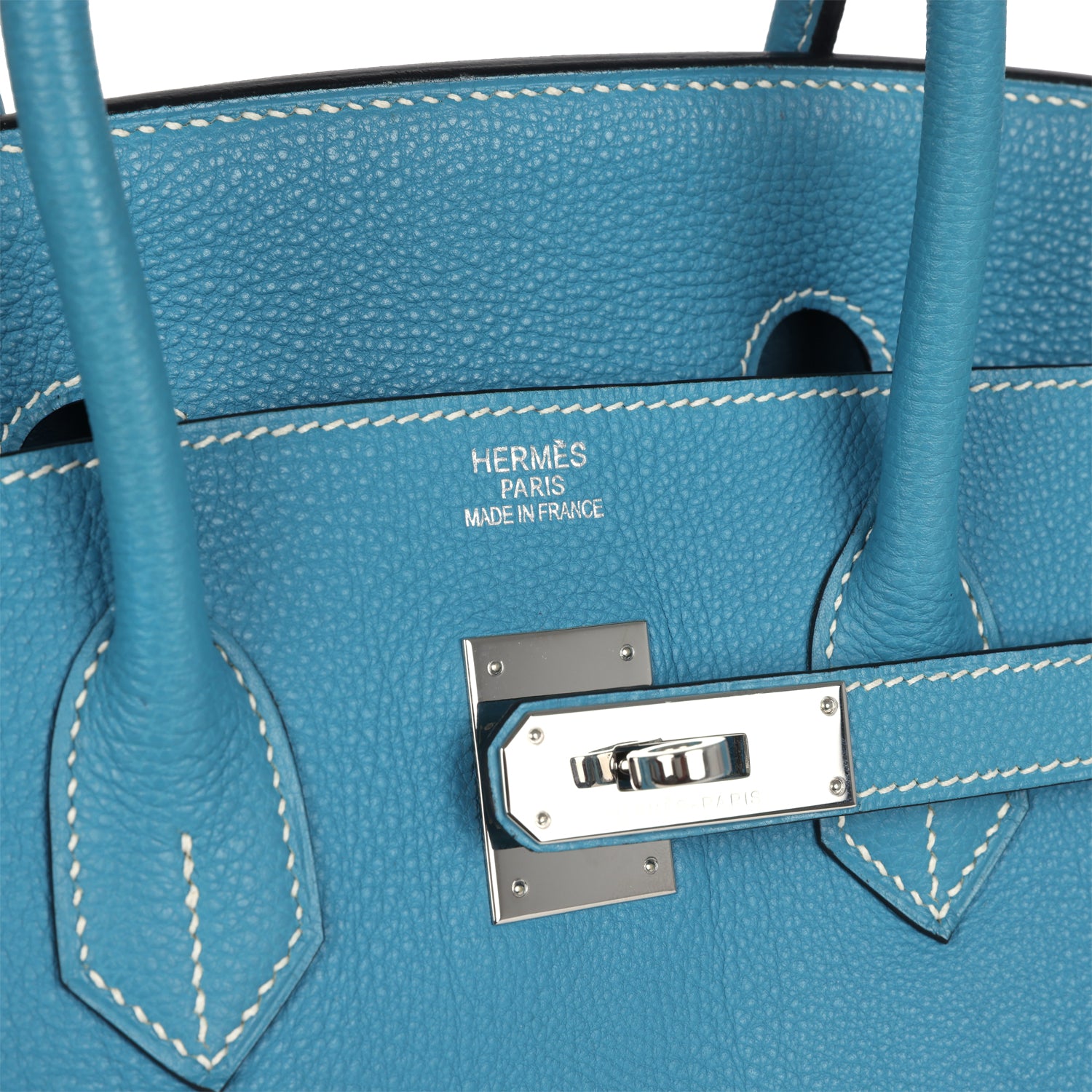 Pre-owned Hermes Birkin 35 Blue Jean Togo Palladium Hardware