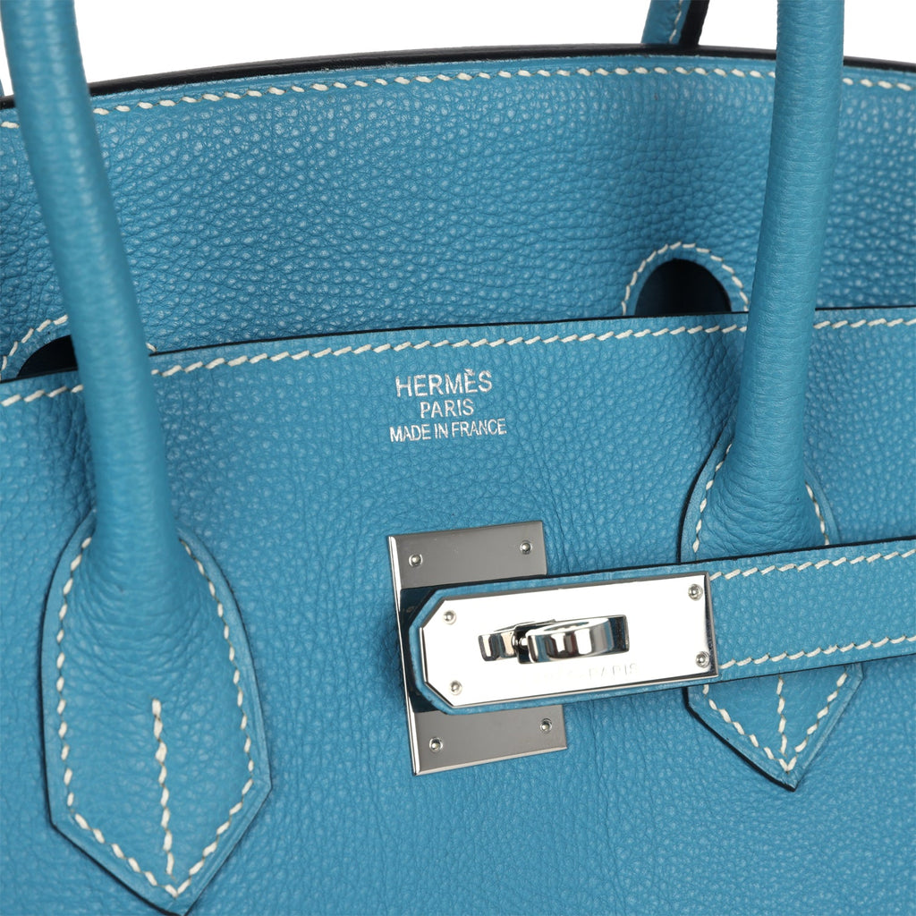 New Hermes Birkin 35 Blue Jean Togo Palladium Hardware