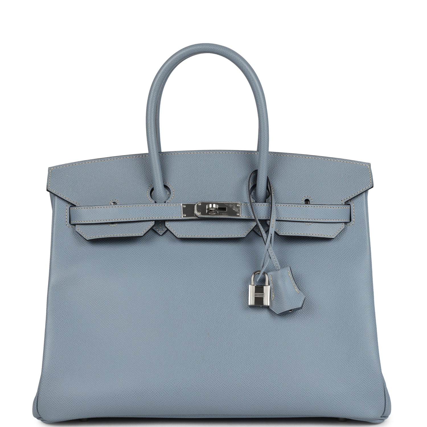 New Hermes Birkin 35 Bleu Lin Epsom Palladium Hardware