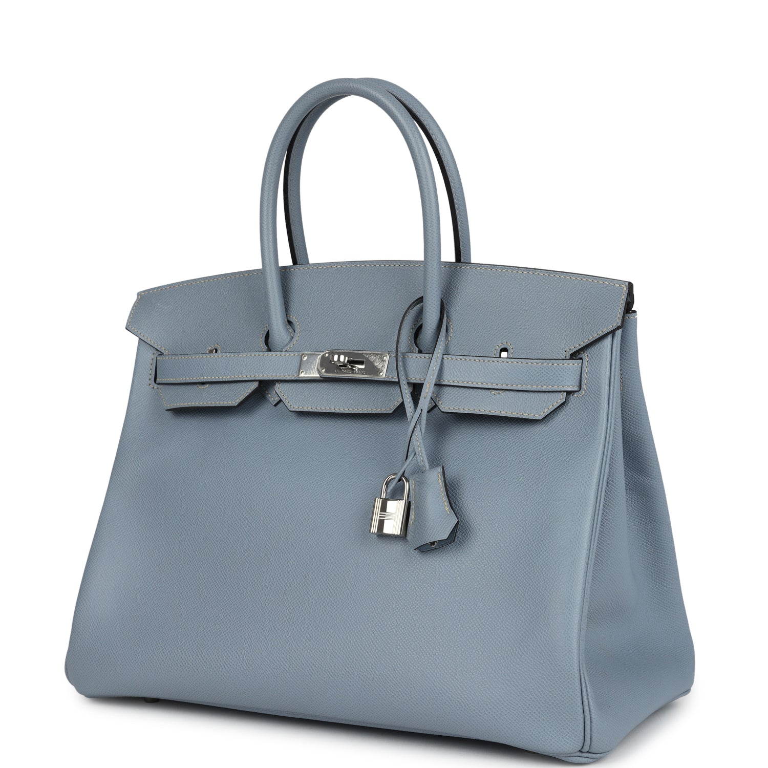 New Hermes Birkin 35 Bleu Lin Epsom Palladium Hardware