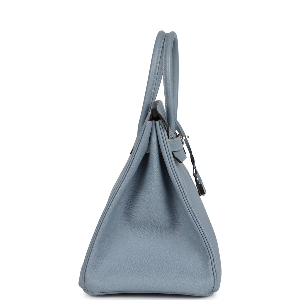 New Hermes Birkin 35 Bleu Lin Epsom Palladium Hardware