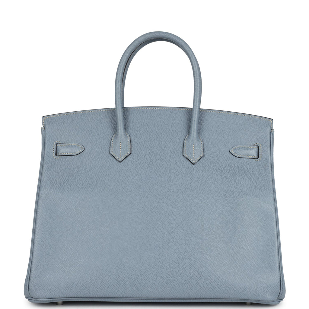 New Hermes Birkin 35 Bleu Lin Epsom Palladium Hardware