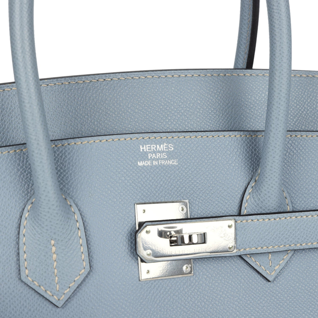 New Hermes Birkin 35 Bleu Lin Epsom Palladium Hardware
