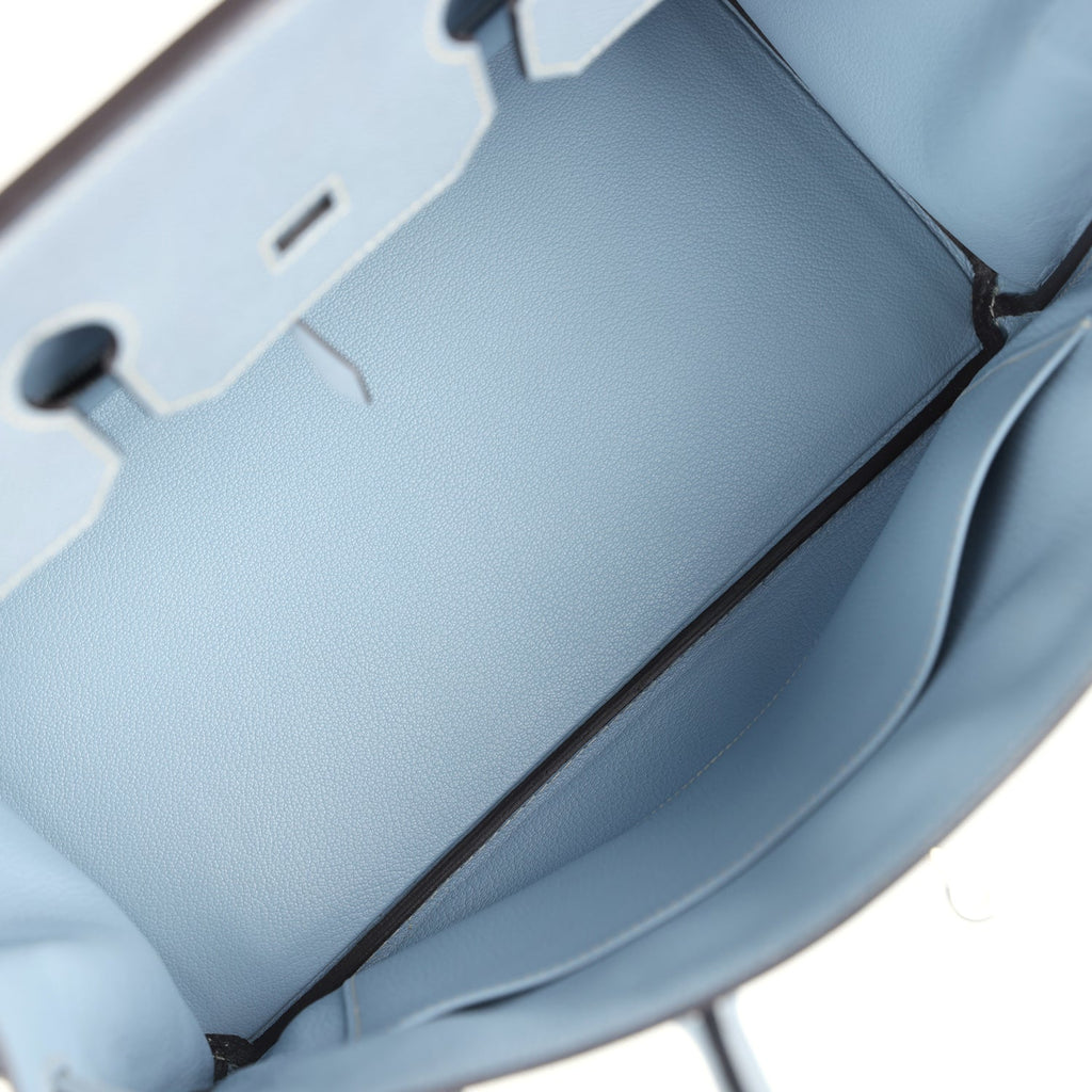 New Hermes Birkin 35 Bleu Lin Epsom Palladium Hardware