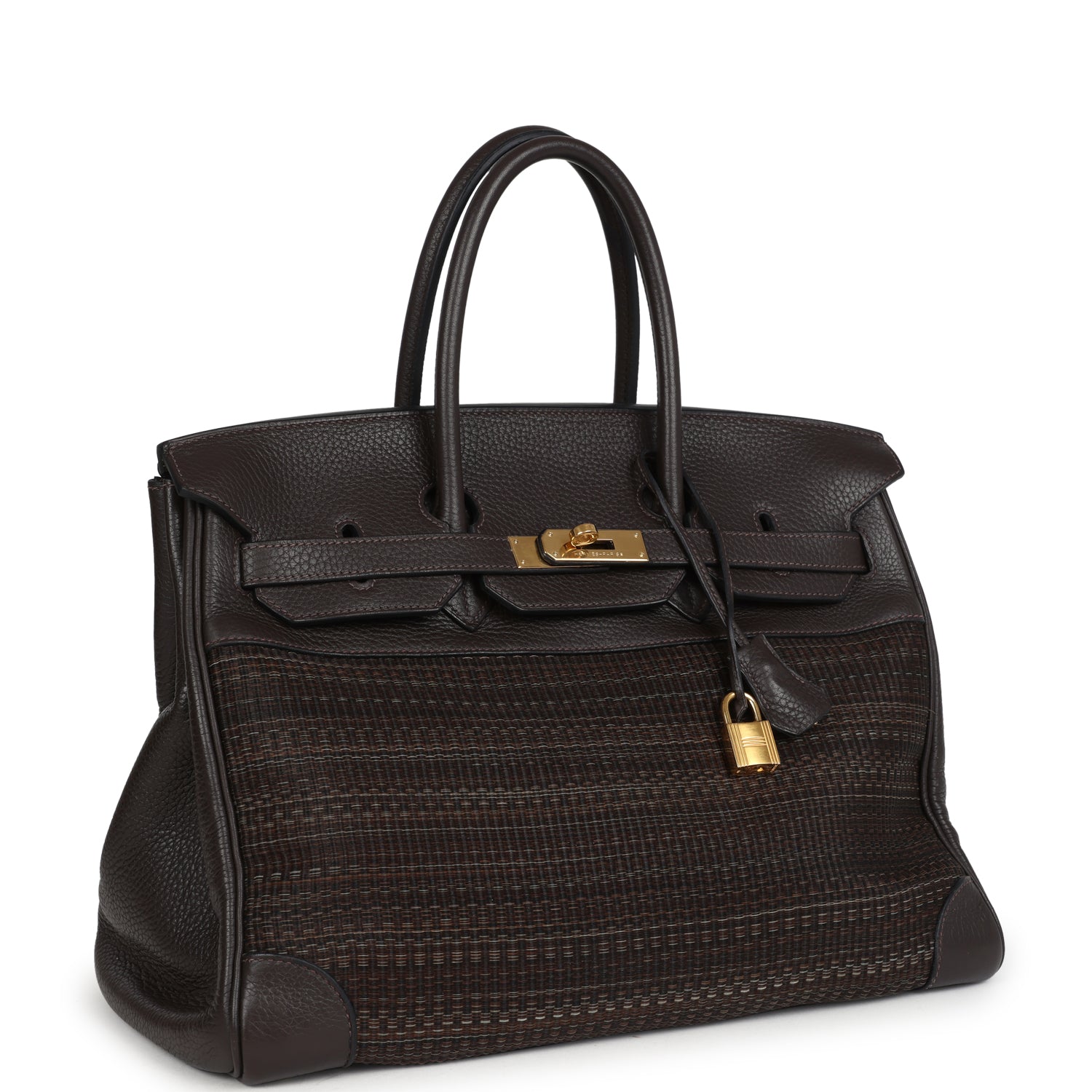 Hermes Birkin 35 Chocolate Clemence and Crinoline Gold Hardware