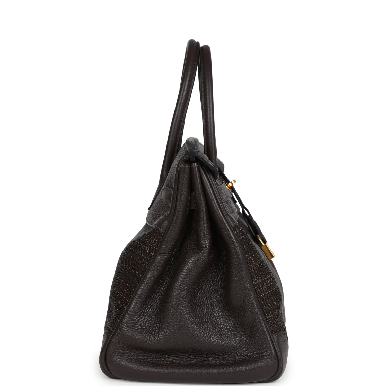 Hermes Birkin 35 Chocolate Clemence and Crinoline Gold Hardware