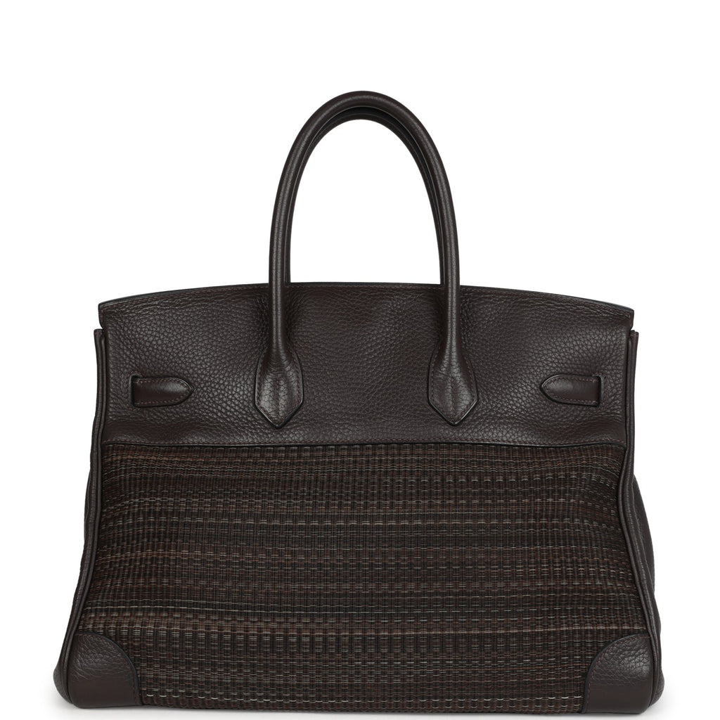Hermes Birkin 35 Chocolate Clemence and Crinoline Gold Hardware