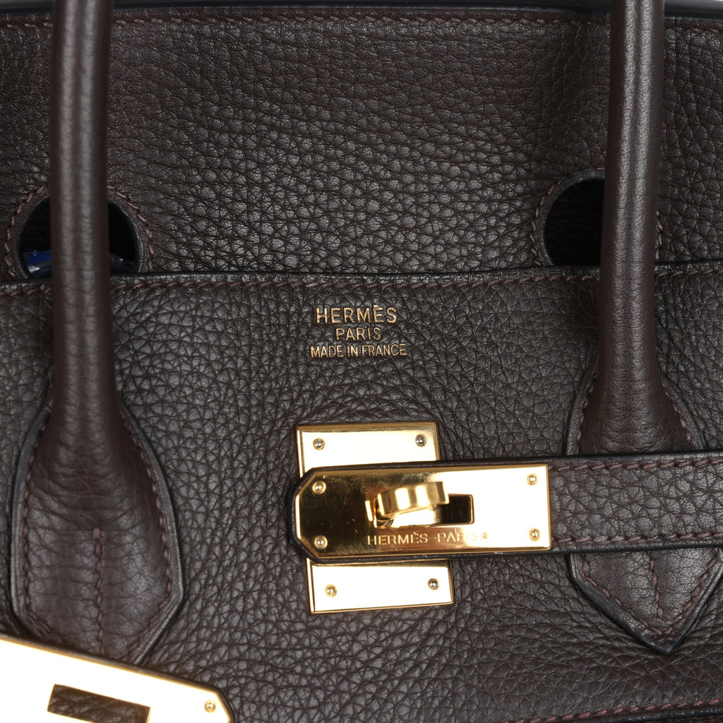 Hermes Birkin 35 Chocolate Clemence and Crinoline Gold Hardware
