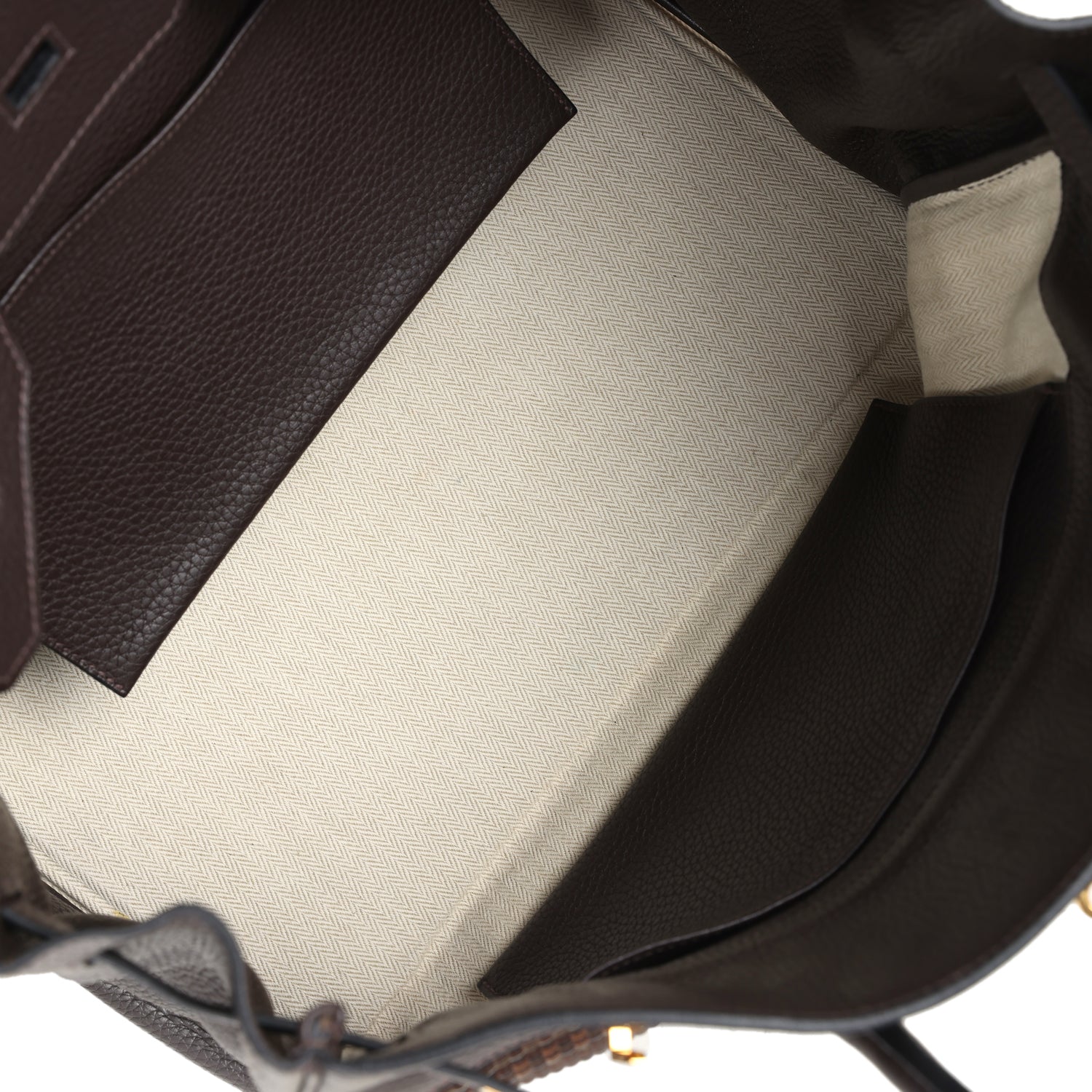 Hermes Birkin 35 Chocolate Clemence and Crinoline Gold Hardware