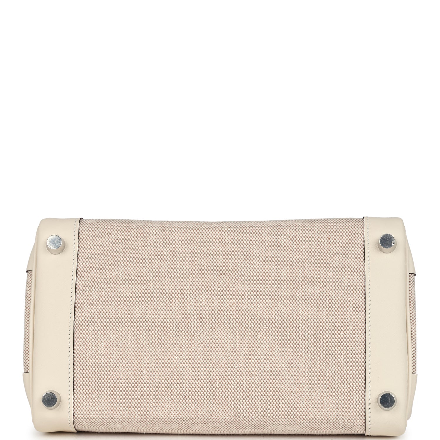 Hermes Birkin 25 Nata Swift and Ecru-Beige Toile H Canvas Palladium Hardware