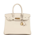 Pre-owned Hermes Birkin 30 Craie Epsom Gold Hardware
