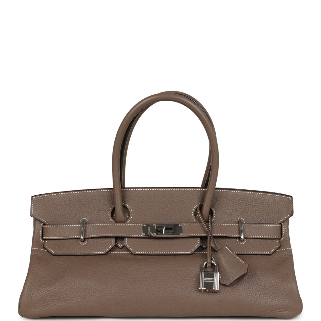 Hermes Shoulder Birkin 42 JPG Etoupe Clemence Palladium Hardware
