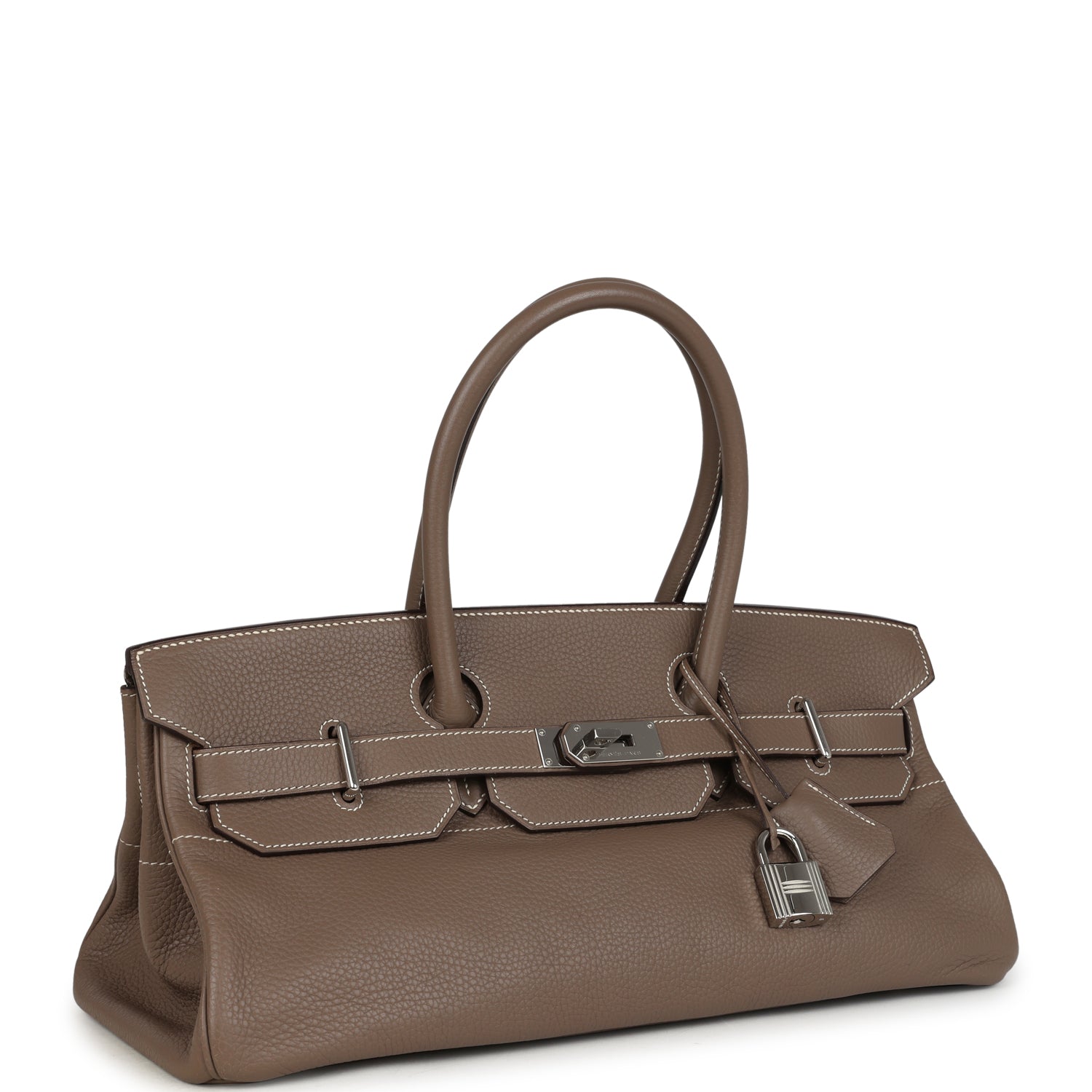 Hermes Shoulder Birkin 42 JPG Etoupe Clemence Palladium Hardware