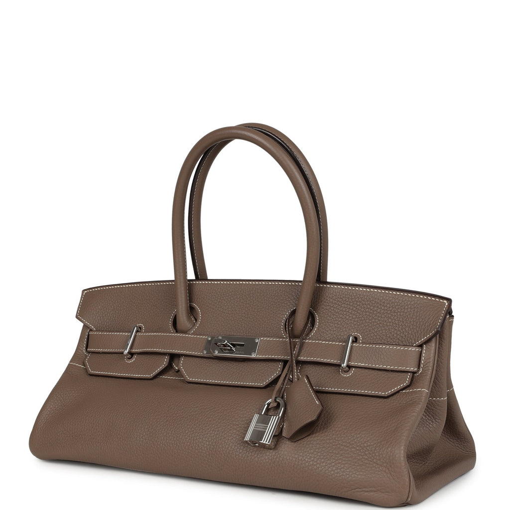 Hermes Shoulder Birkin 42 JPG Etoupe Clemence Palladium Hardware