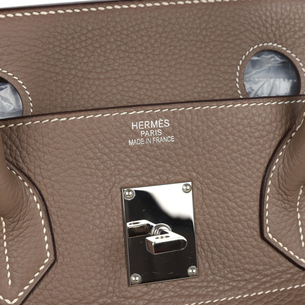 Hermes Shoulder Birkin 42 JPG Etoupe Clemence Palladium Hardware