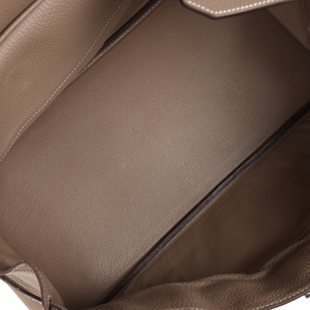 Hermes Shoulder Birkin 42 JPG Etoupe Clemence Palladium Hardware