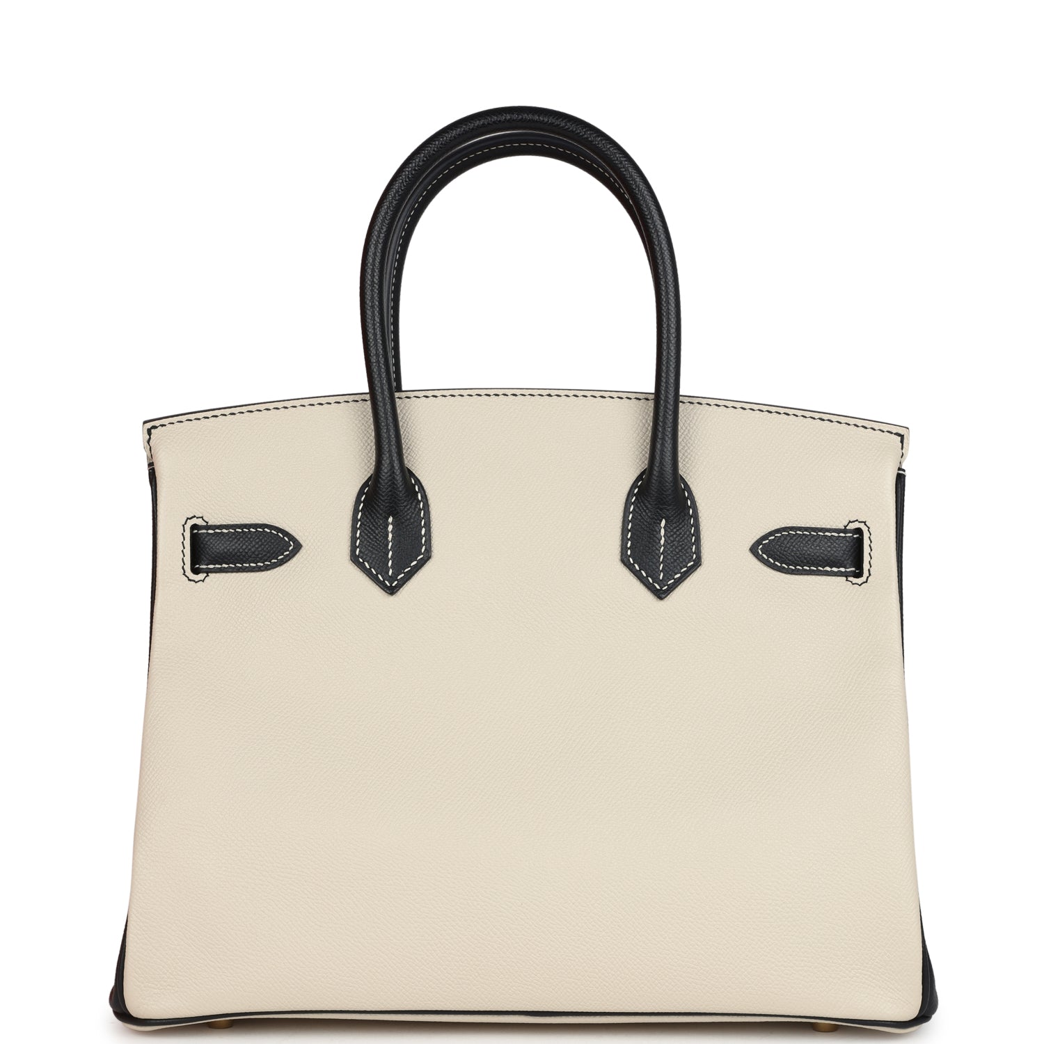 Hermes Special Order (HSS) Birkin 30 Craie and Black Epsom Brushed Gold Hardware