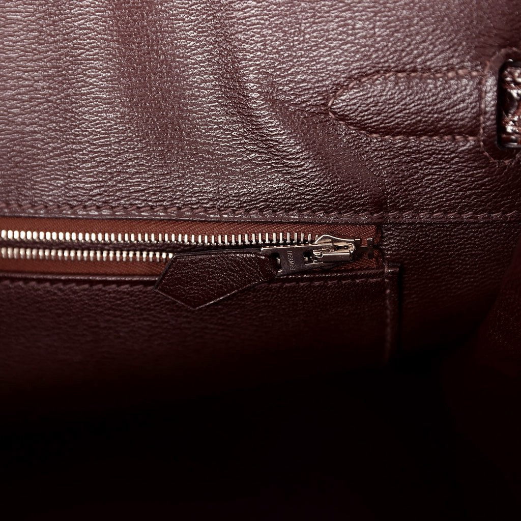 Pre-owned Hermes Birkin 35 Havane Shiny Porosus Crocodile Palladium Hardware