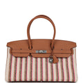Hermes Shoulder Birkin Light 39 Multicolor Toile and Gold Swift Palladium Hardware