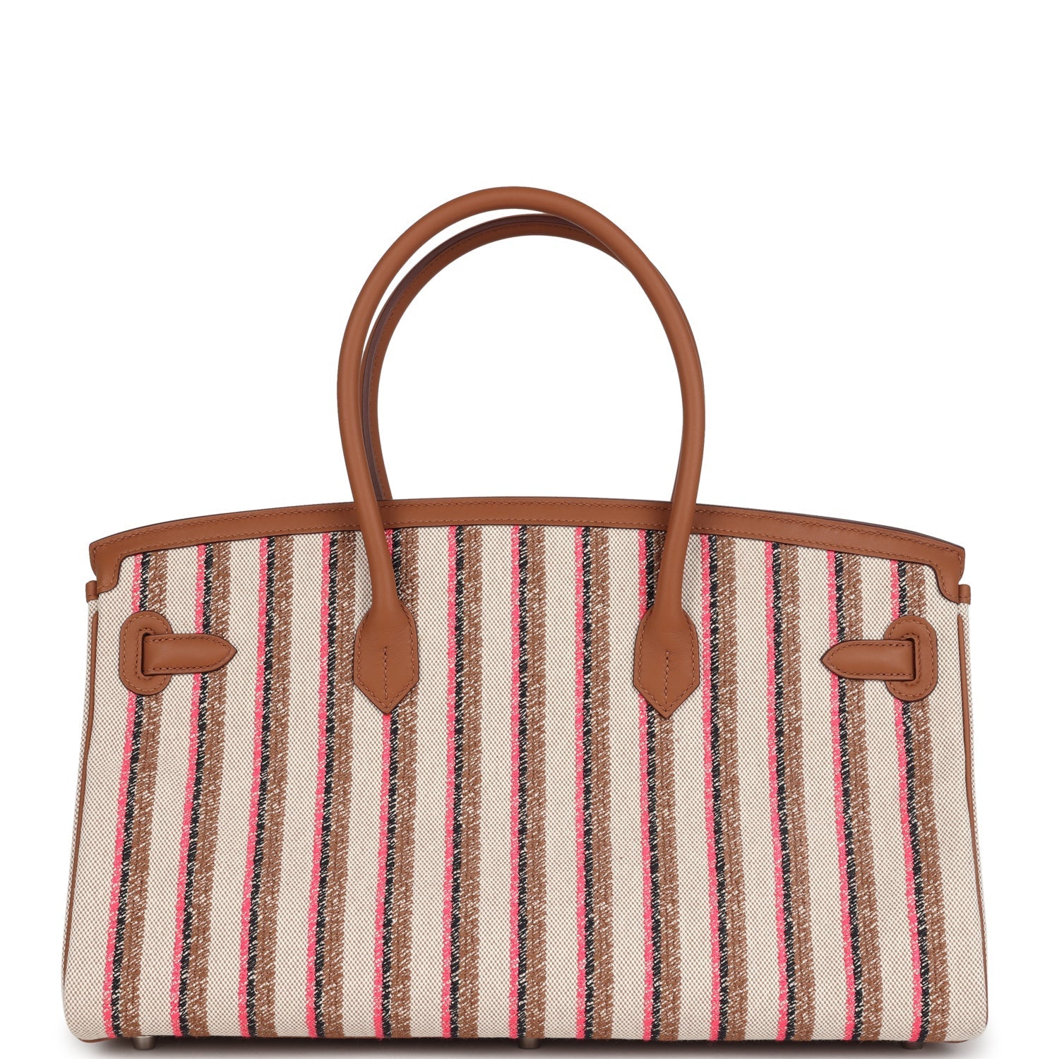 Hermes Shoulder Birkin Light 39 Multicolor Toile and Gold Swift Palladium Hardware