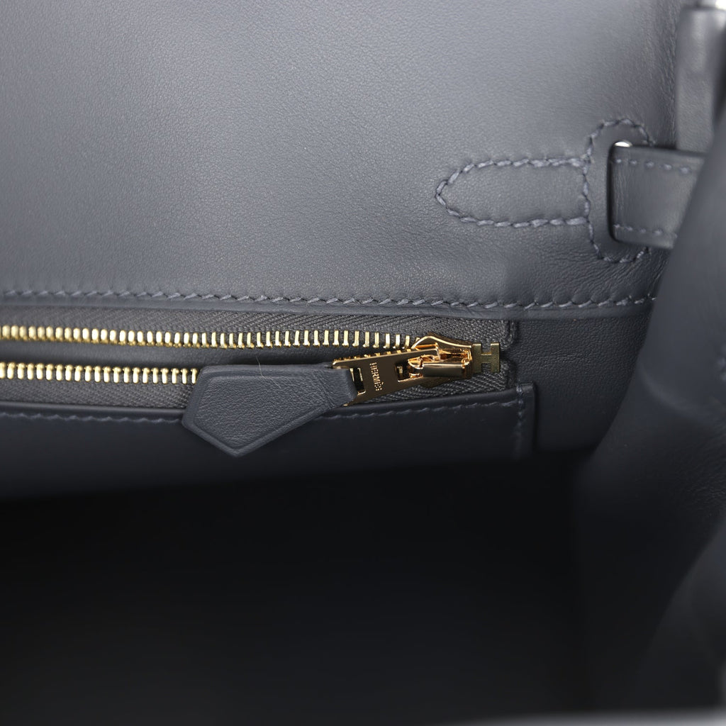 Hermes Birkin 25 Ecru and Ardoise Toile H Canvas and Ardoise Swift Gold Hardware