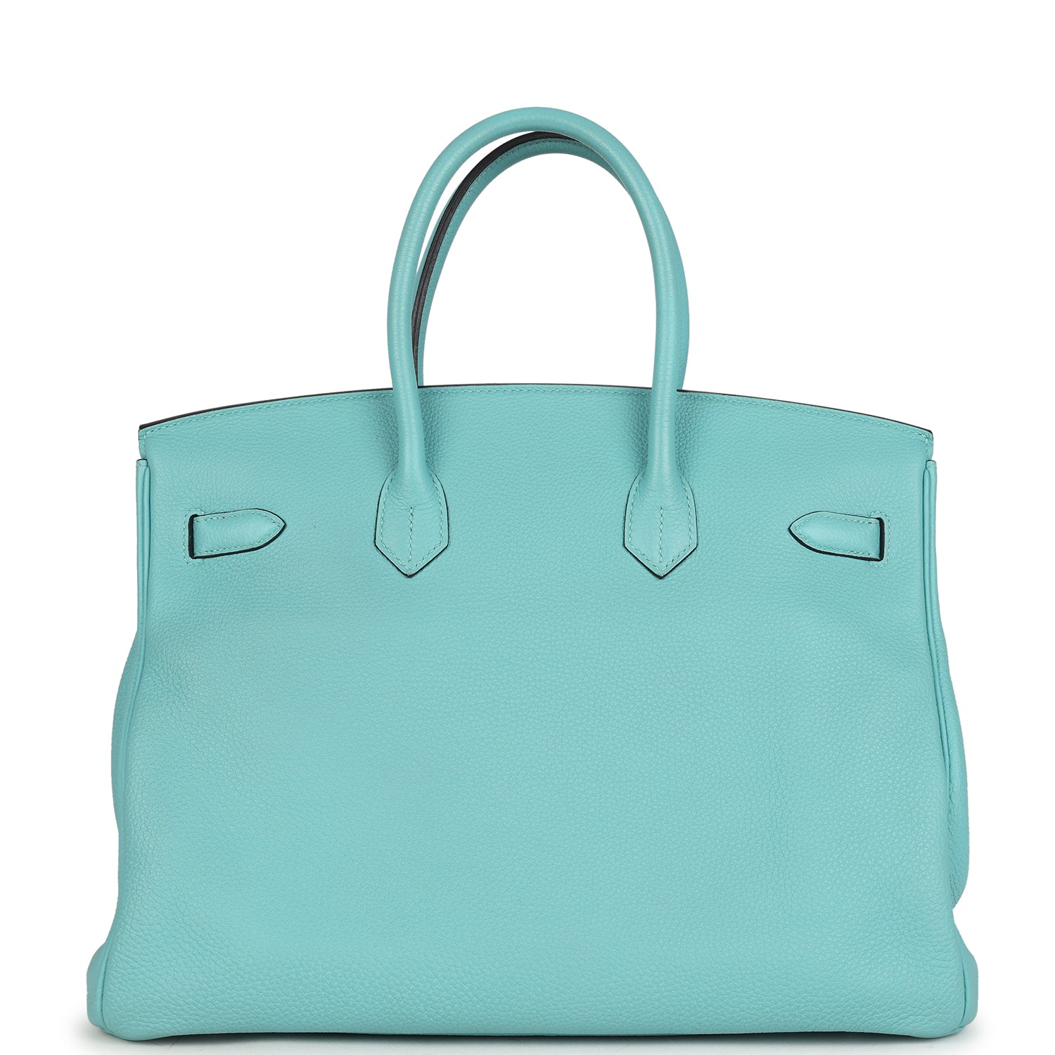 Pre-owned Hermes Birkin 35 Bleu Atoll Togo Palladium Hardware