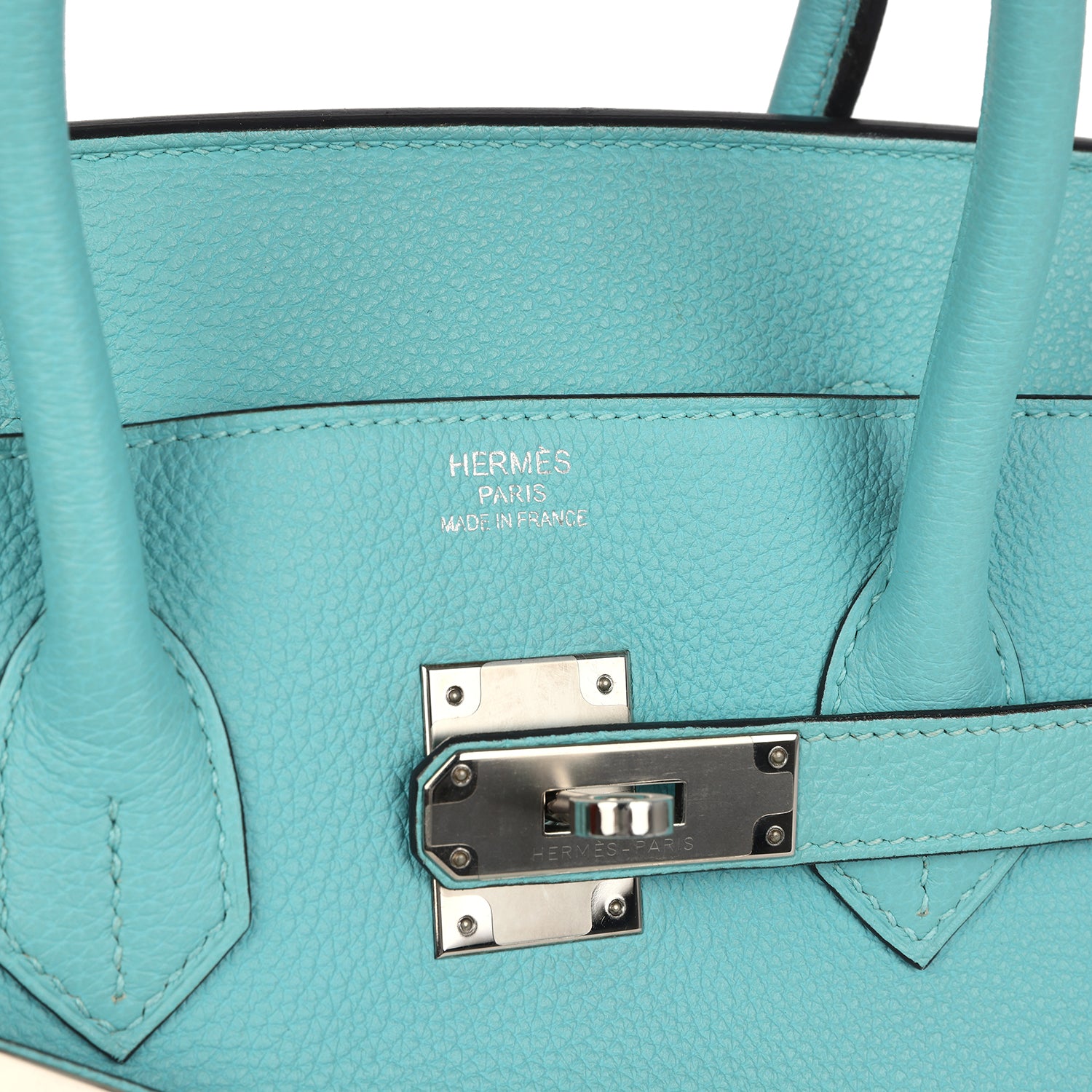 Pre-owned Hermes Birkin 35 Bleu Atoll Togo Palladium Hardware