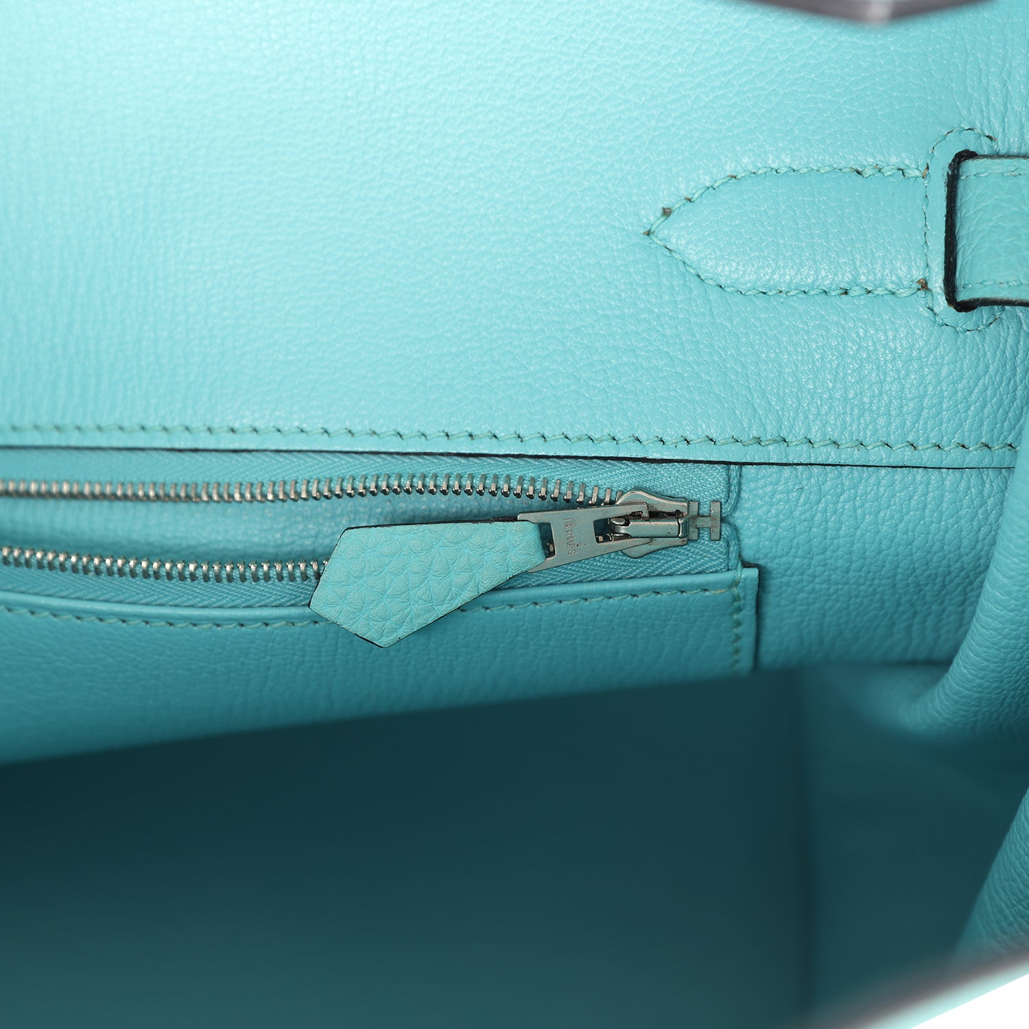 Pre-owned Hermes Birkin 35 Bleu Atoll Togo Palladium Hardware