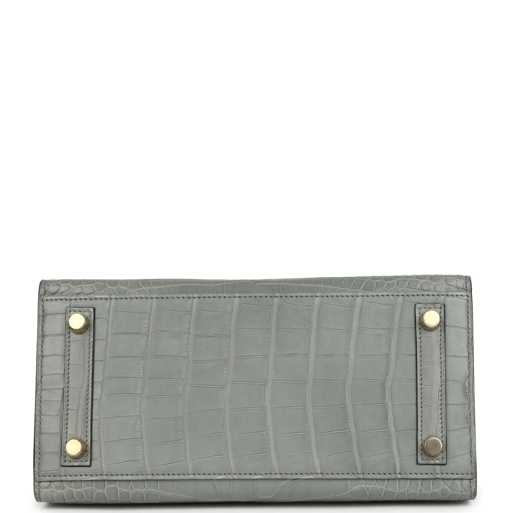 Hermes Birkin Sellier 25 Gris Ciment Matte Alligator Gold Hardware