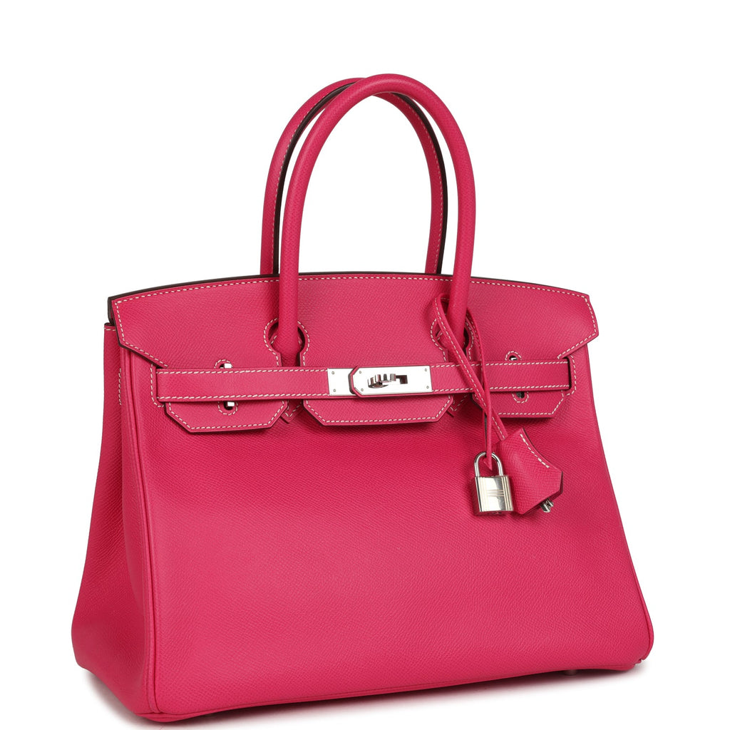 Pre-owned Hermes Birkin 30 Rose Tyrien Epsom Palladium Hardware