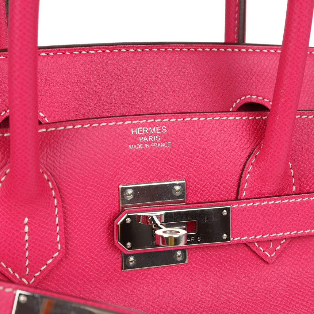 Pre-owned Hermes Birkin 30 Rose Tyrien Epsom Palladium Hardware