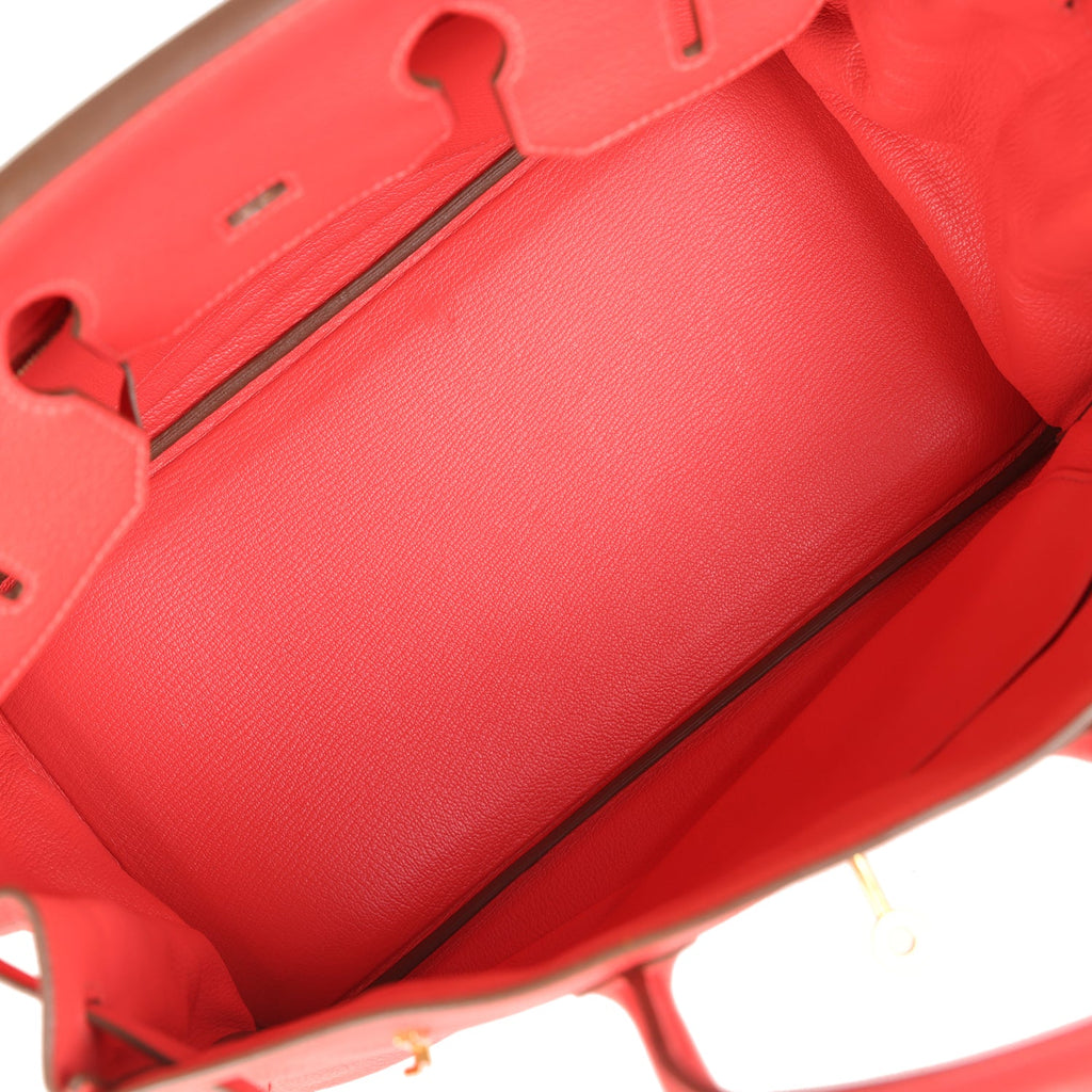 Pre-owned Hermes Birkin 35 Geranium Togo Gold Hardware