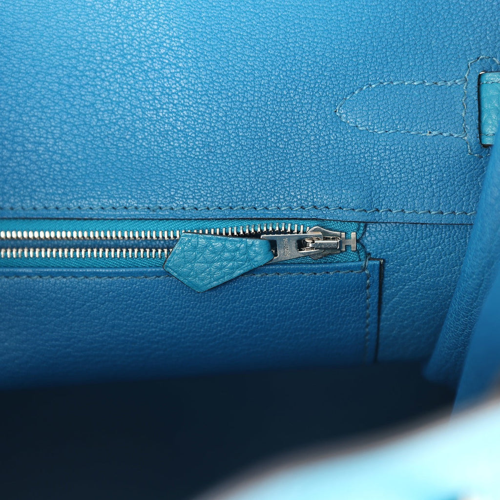 New Hermes Birkin 35 Bleu Izmir Verso Clemence Palladium Hardware