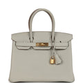New Hermes Birkin 30 Gris Perle Togo Gold Hardware