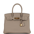 Hermes Birkin 30 Gris Tourterelle Togo Gold Hardware
