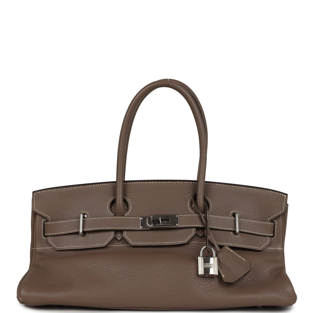 New Hermes Shoulder Birkin 42 JPG Etoupe Clemence Palladium Hardware