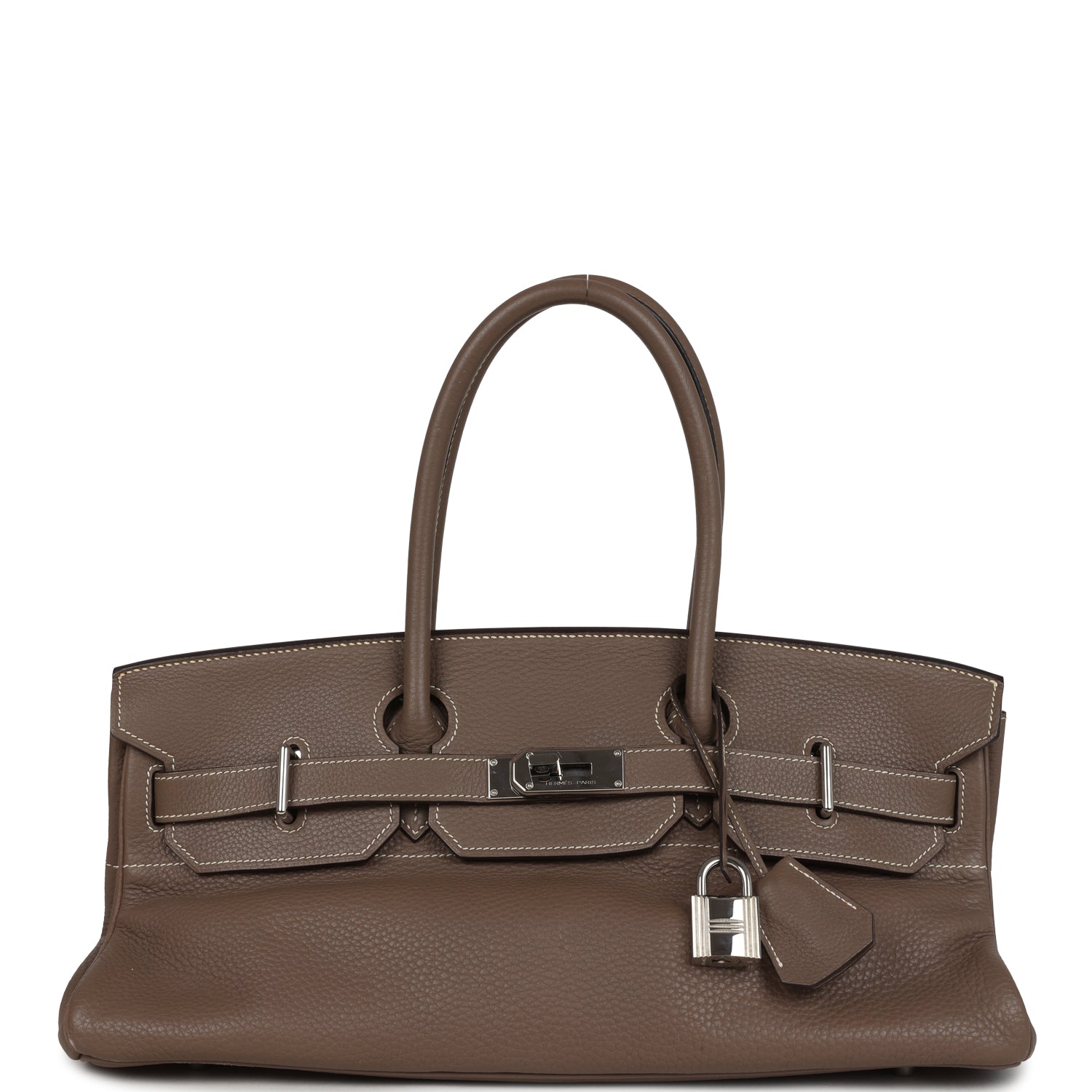 New Hermes Shoulder Birkin 42 JPG Etoupe Clemence Palladium Hardware