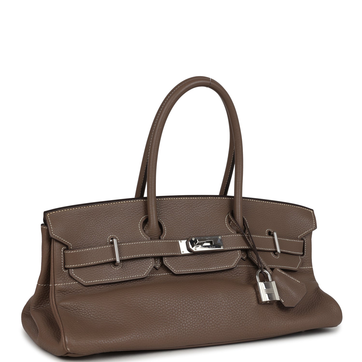 New Hermes Shoulder Birkin 42 JPG Etoupe Clemence Palladium Hardware