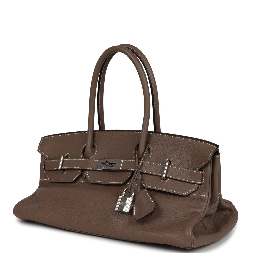 New Hermes Shoulder Birkin 42 JPG Etoupe Clemence Palladium Hardware