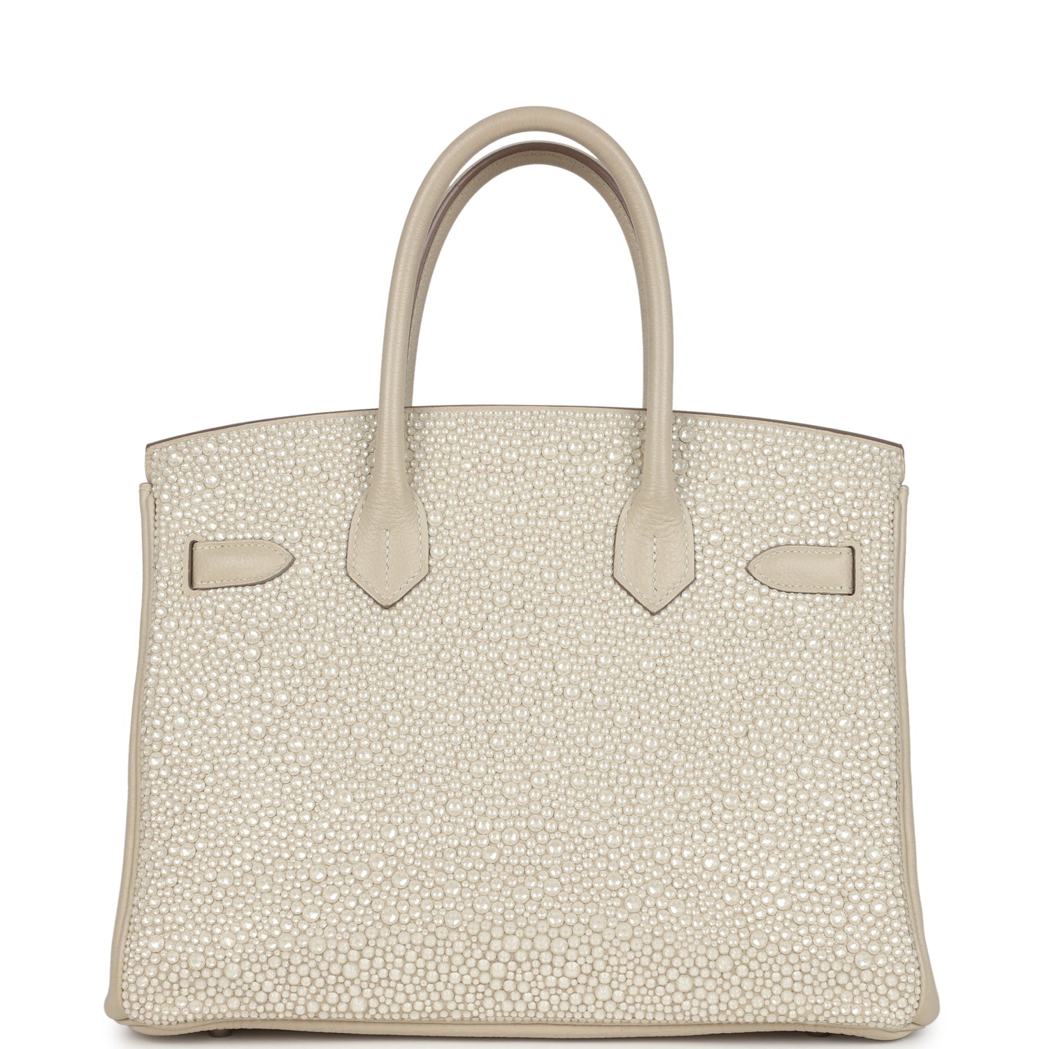 Custom "Paradise" Swarovski Crystal Hermes Birkin 30 Craie Togo Palladium Hardware