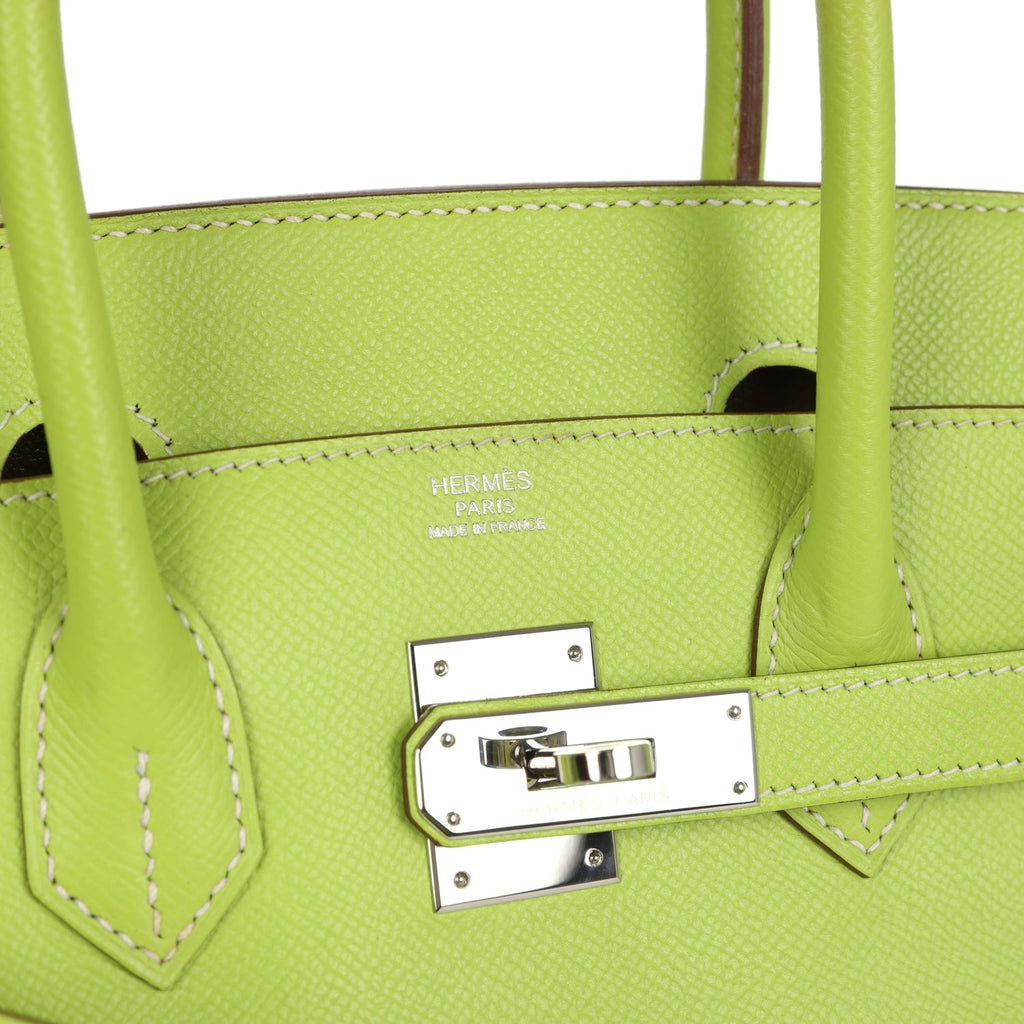 Pre-owned Hermes Birkin 30 Kiwi Candy Epsom Palladium Hardware