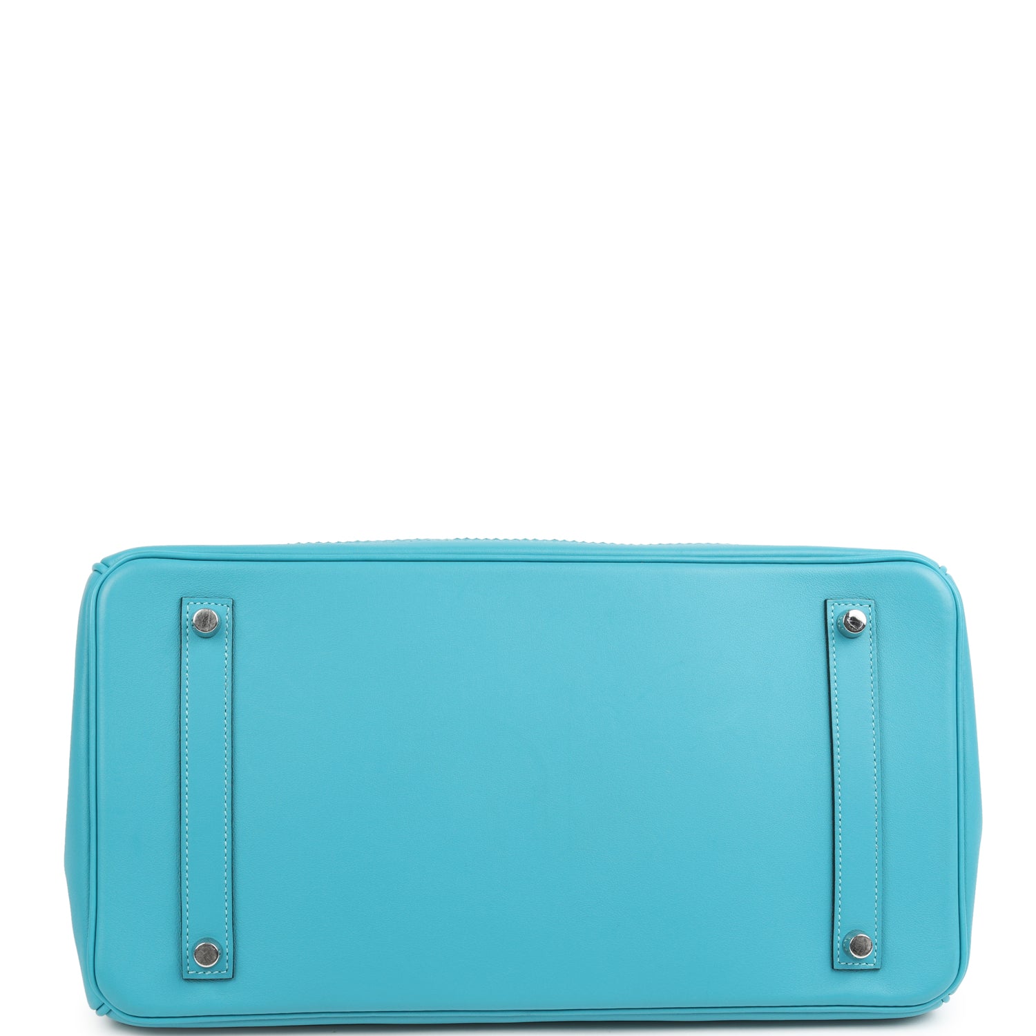 Pre-owned Hermes Birkin Ghillies 35 Turquoise Togo and Swift Palladium Hardware